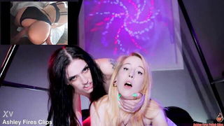 Tattooed brunette chokes collared blonde - nude porn video