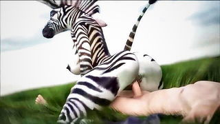 Zebra furry girl doggystyle outdoors naked girls scene in HD