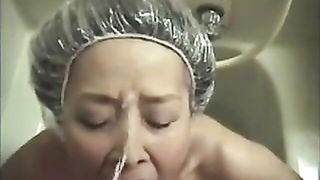 Asian granny deepthroat closeup naked girls scene in HD