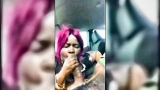 Pink Hair Asian Car Deepthroat naked girls scene in HD