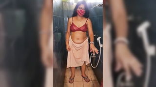 Arpita Red Bra Bathroom Tease naked girls scene in HD