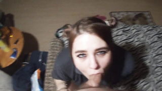 Cute Blonde Pigtail Deepthroat POV naked girls scene in HD