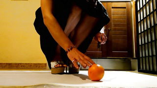 Waitress Orange Crush Heels - nude porn video