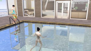 Animated Asian stepmom poolside fuck naked girls scene in HD