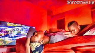 Ebony Headwrap Babe Swallows BBC naked girls scene in HD
