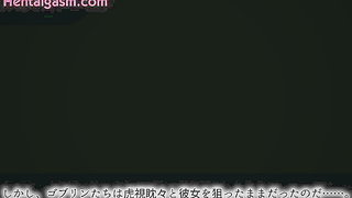Purple Haired Hentai Goblin Gangbang naked girls scene in HD