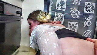 BBW Blonde Doggy Kitchen - nude porn video