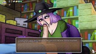 HornyCraft swamp witch blowjob naked girls scene in HD