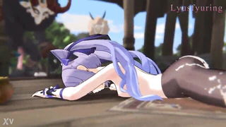 Purple Haired Hentai Gangbang naked girls scene in HD