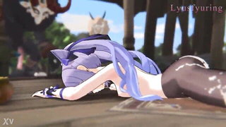 Purple Haired Hentai Gangbang naked girls scene in HD