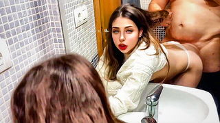 Brunette Bathroom Doggy Quickie naked girls scene in HD