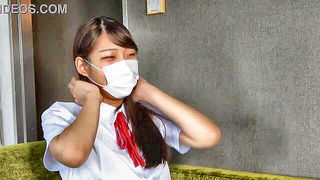 Masked Japanese Schoolgirl Solo Debut naked girls scene in HD