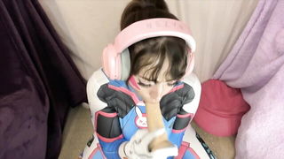 FairyFrogQueen D.Va deepthroat cosplay naked girls scene in HD