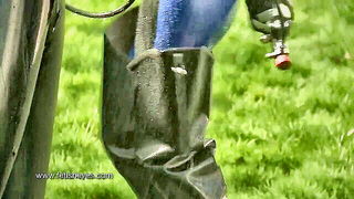 Blue Latex Fetish Domme Outdoors naked girls scene in HD