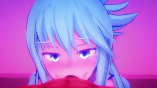 Blue Haired Hentai POV Blowjob - nude porn video