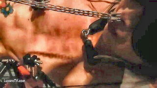 Blindfolded Asian slave electro torture - nude porn video