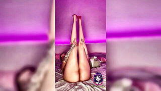 Asian babe pink stockings spread naked girls scene in HD