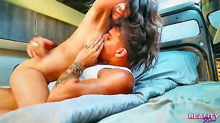 Petite brunette stepsis RV tease naked girls scene in HD