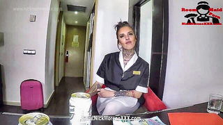 Tattooed Busty Maid Titfucks POV naked girls scene in HD