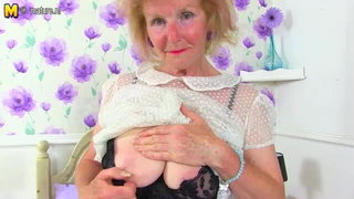 British Mature Blonde Teasing Big Tits naked girls scene in HD